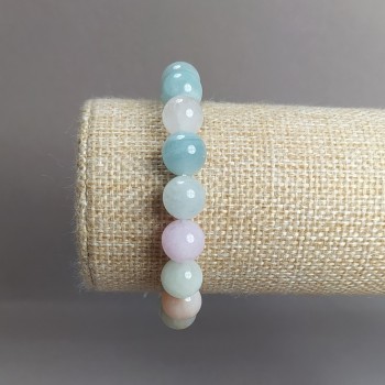 Pulsera de Morganita con cuentas lisas, diámetro 10 mm, contorno elástico 18 cm