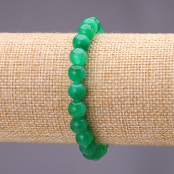 Pulsera de crisoprasa (artificial) con cuentas lisas de 8 mm, en banda elástica, circunferencia 18 cm