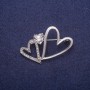 Liquidación: Broche de corazón de cristal plateado 29×42 mm