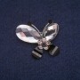 Broche de mariposa con cristales, metal plateado 32×32 mm