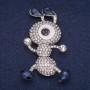 Broche hormiga con strass, metal plateado 35×56 mm