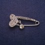 Broche-alfiler Corazón con strass, metal gris 17×41 mm
