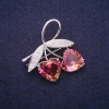 ¡Rebaja! Broche ramita con cristales amarillos y rosados al estilo Swarovski, metal plateado 35×37 mm