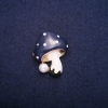 ¡Rebaja! Broche «Honguito» azul sombrero 22×28 mm, color del metal dorado