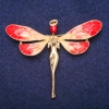 Broche de hada con cristal rojo y esmalte, metal dorado 50×60 mm
