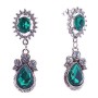 Pendientes tipo botón con cristales verdes de 16×50 mm