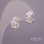 Pendientes Xuping con piedras blancas 6x12 mm, rodio