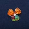 Broche-colgante Mariquita con cabochones de ámbar artificial, esmalte, metal plateado 35×37 mm