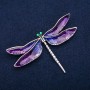 Broche Libélula esmalte violeta, metal plateado 47×76 mm
