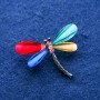 Broche libélula con cristales, metal plateado 32×43 mm