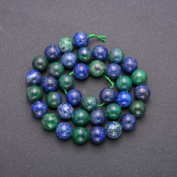 Cuentas de azurita de piedra natural – bolas lisas, diámetro 10 mm (±), hilo de 38 cm de longitud