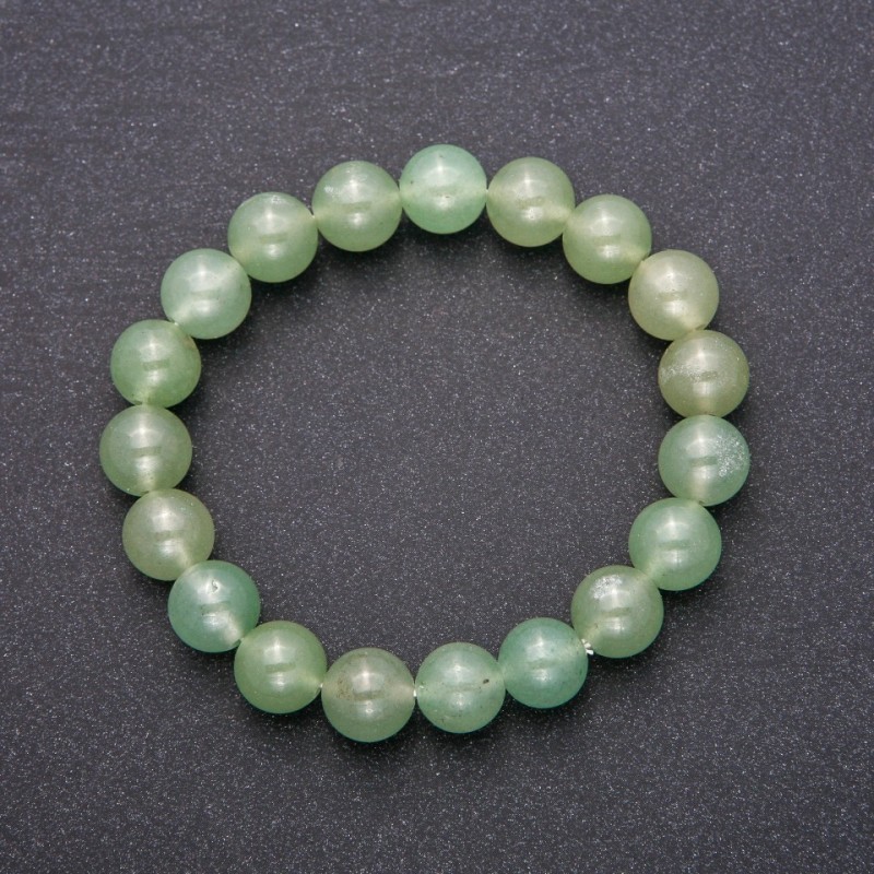 Pulsera de jade con esferas lisas, diámetro 10 mm (aprox.), longitud 18 cm