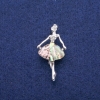 Liquidación! Broche Bailarina con nácar de halita y strass 23×44 mm, metal plateado