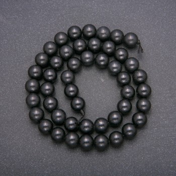 Cuentas de shungita en hilo, piedra natural, bolas lisas, diámetro de 8 mm ±, longitud 38 cm