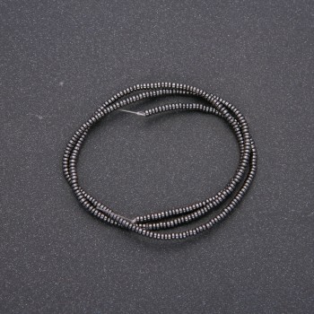 Cuentas de hematita en hilo, rondel liso, diámetro 2–3×1,15 mm, longitud 40 cm