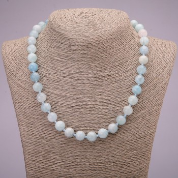 Collar de aguamarina con cuentas lisas, diámetro 10 mm (±), longitud 45 cm