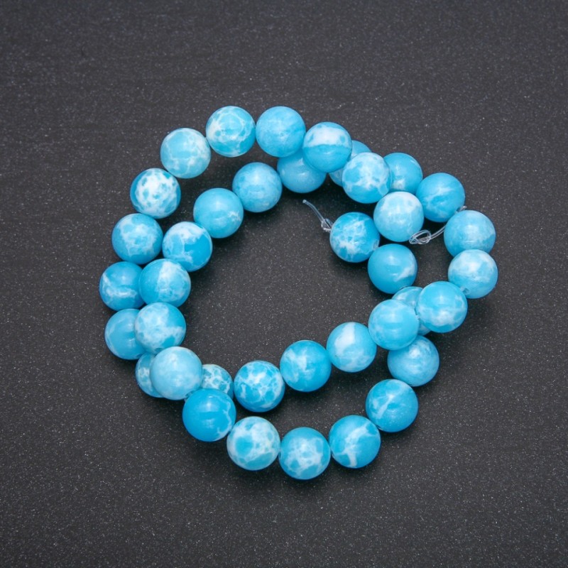 Cuentas acrílicas de Larimar, bolas lisas, hilo de 38 cm, diámetro 10 mm (±)