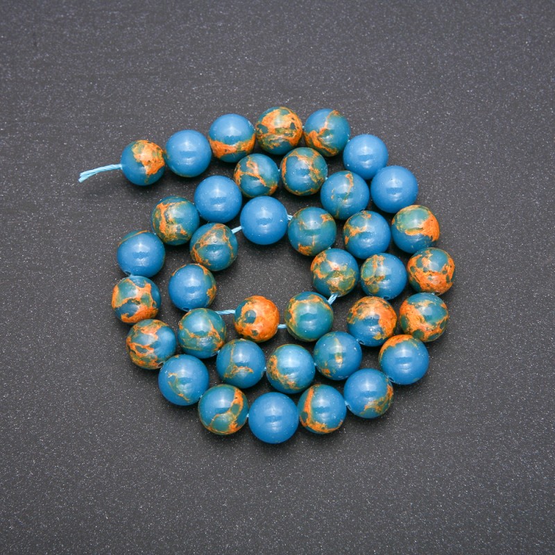 Cuentas azules de varisita, bolas lisas, hilo de 36 cm, diámetro 10 mm (±)
