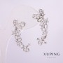Arete tipo cuff Xuping rodio con piedras blancas 33x12 mm +