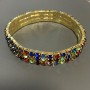 Pulsera elástica de strass con acabado dorado y cristales multicolor