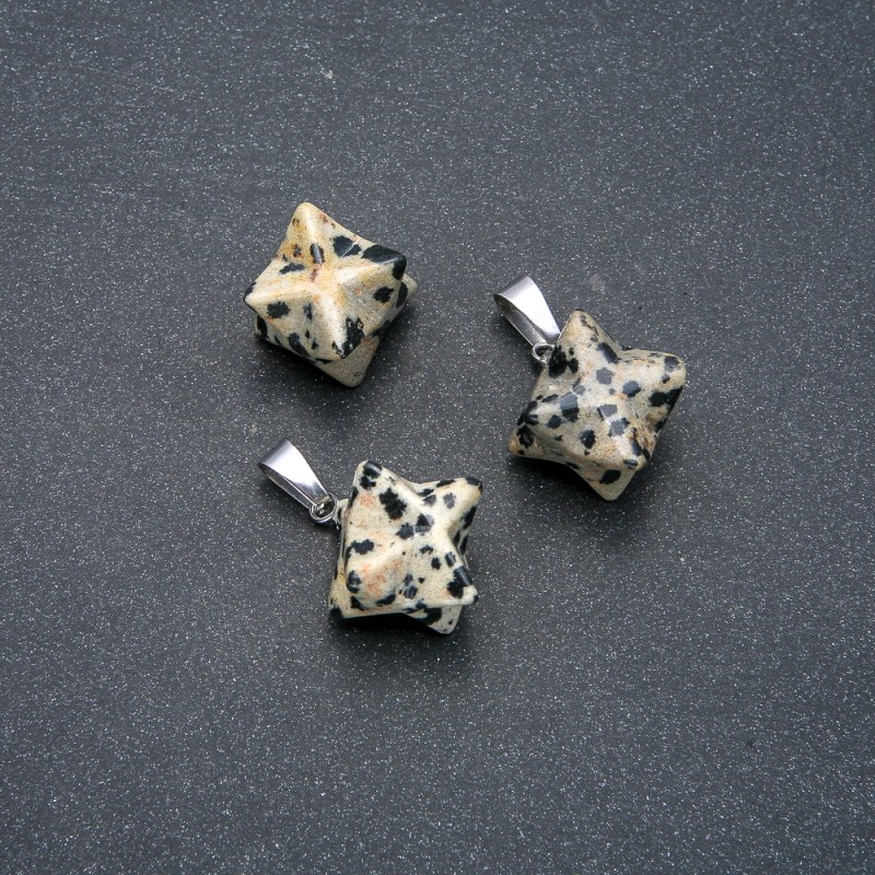 Colgante Merkaba de jaspe dálmata 10x10 mm