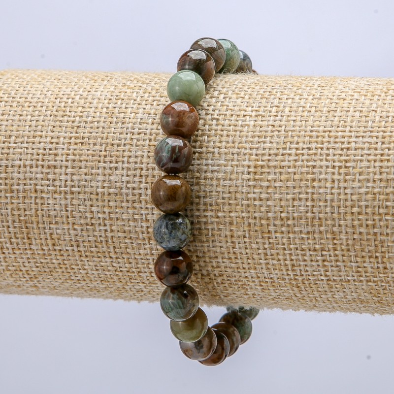 Pulsera elástica de jaspe verde de 8 mm