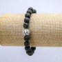 Pulsera elástica de lava volcánica con cabeza de león