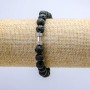 Pulsera elástica de lava, diámetro 8 mm ± con abalorio en forma de mancuerna
