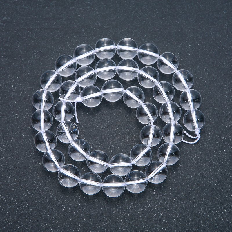Cuentas de cristal de roca en hilo, bolas lisas, diámetro 10 mm, longitud 38 cm