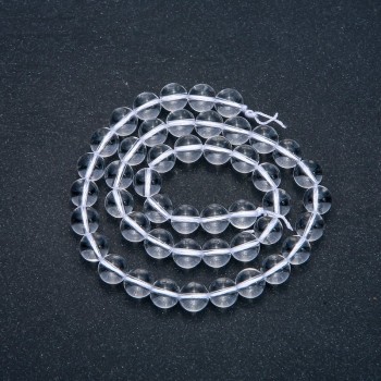 Cuentas de cristal de roca en hilo, bolas lisas, diámetro 8,5 mm, longitud 38 cm