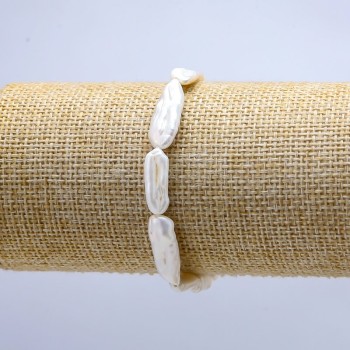 Pulsera de perlas barrocas en goma elástica, diámetro de 7–18 mm, longitud 18 cm