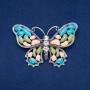 Broche Mariposa plateado con esmalte y cristales +