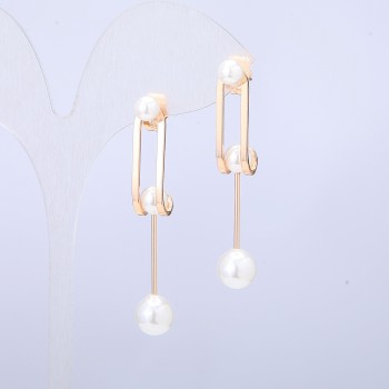 Pendientes Xuping con baño de oro 18K y perlas de Mallorca, diámetro 47x6 mm +