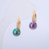 Pendientes Xuping, baño de oro de 18K con strass blancos y cuentas negras color petróleo, longitud 19 mm +
