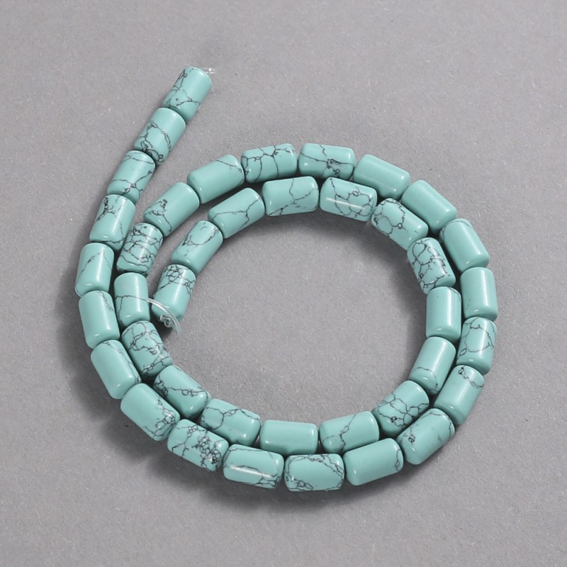Cuentas de turquesa cilindro liso, diámetro 10×6 mm, longitud 41 cm +