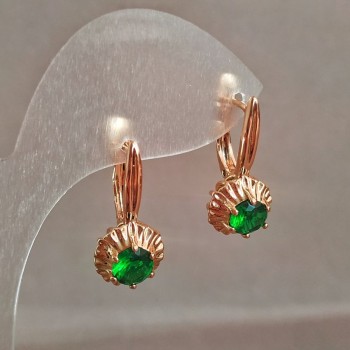 Pendientes Xuping con baño de oro 18K y cristal verde, diámetro 27×10 mm +