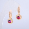 Pendientes Xuping con baño de oro 18K y cristal azul-violeta, diámetro 27x10 mm +