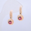 Pendientes Xuping baño de oro 18K con cristal verde y magenta, diámetro de 27x10 mm +
