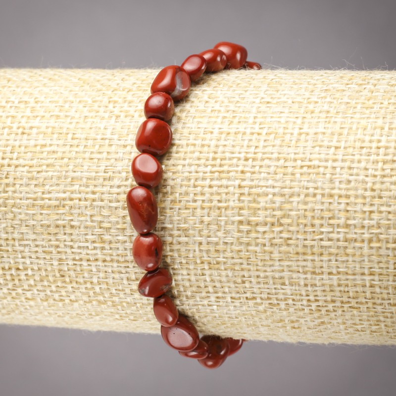 Pulsera elástica de jaspe rojo pulido, diámetro 8x6 mm