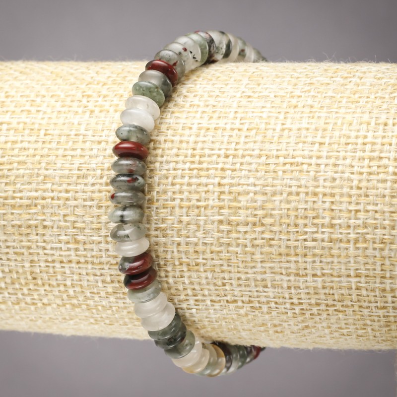 Pulsera elástica de heliotropo natural, rodelas lisas, diámetro 6×3 mm+