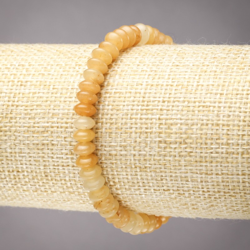 Pulsera elástica de ágata amarilla, rondel, diámetro 6×3 mm+
