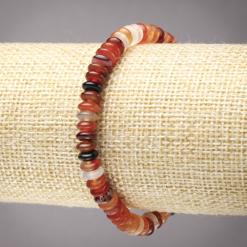 Pulsera elástica de cornalina, rondeles lisos de 6×3 mm