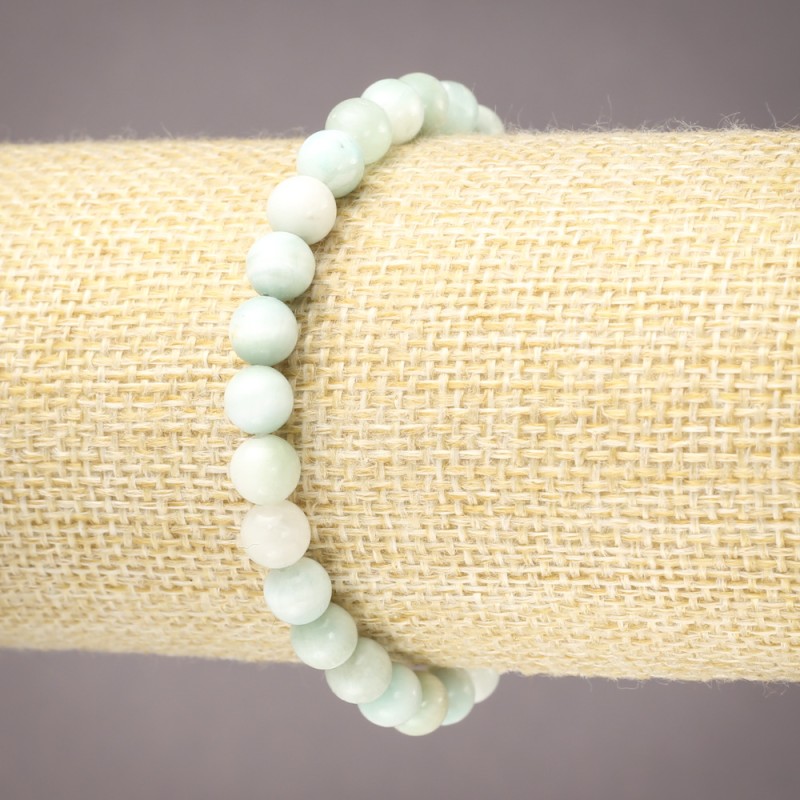 Pulsera elástica de larimar, bola lisa, diámetro 6 mm+