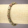Pulsera elástica de piedra natural jaspe, heliotropo y unakita, cuentas cilíndricas lisas 10×6 mm