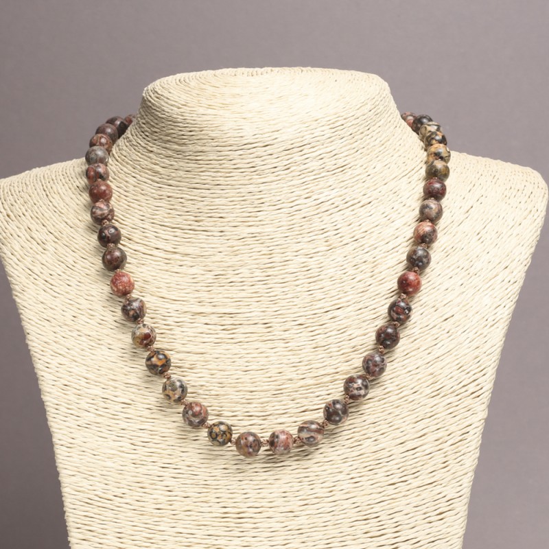 Collar de jaspe oceánico, bolas lisas de 8 mm, longitud de 45 cm
