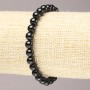 Pulsera elástica de turmalina negra, bolas lisas, diámetro 6 mm+