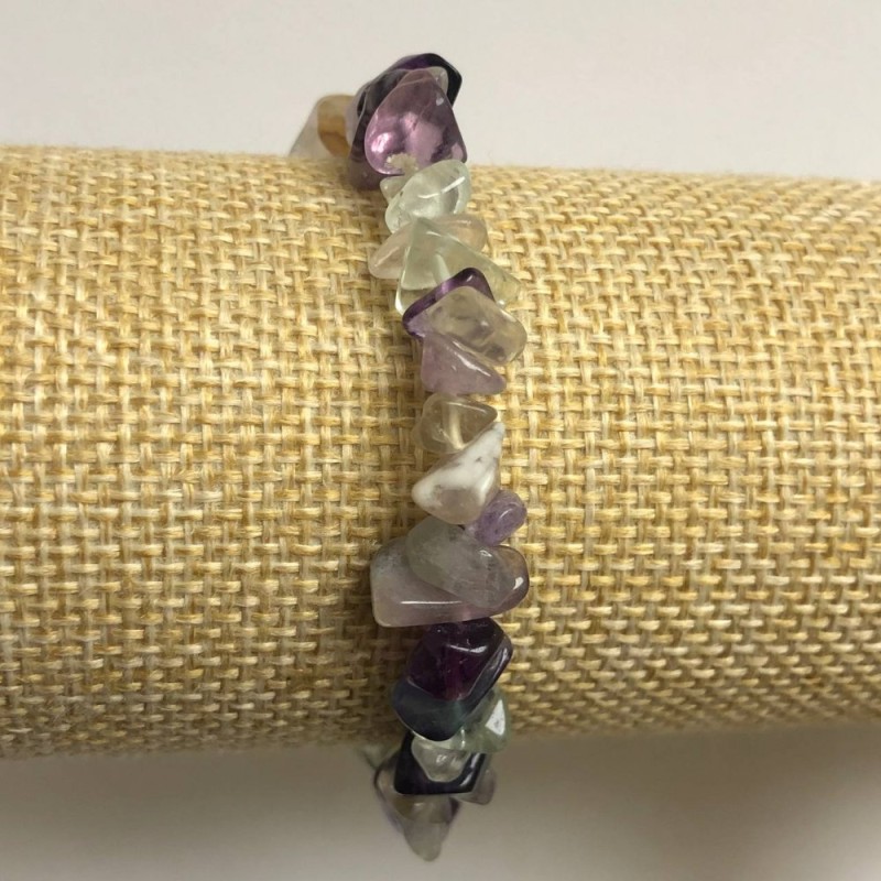 Pulsera elástica de fluorita en fragmentos, diámetro 7 mm (±)