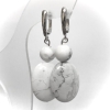 Pendientes de howlita, piedra natural, diámetro 10 mm, 24×18 mm ±, longitud 50 mm ±