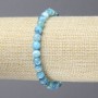 Pulsera elástica de ágata azul, cuentas lisas de 6 mm+