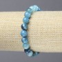Pulsera elástica de ágata azul, cuentas lisas, diámetro 8 mm+